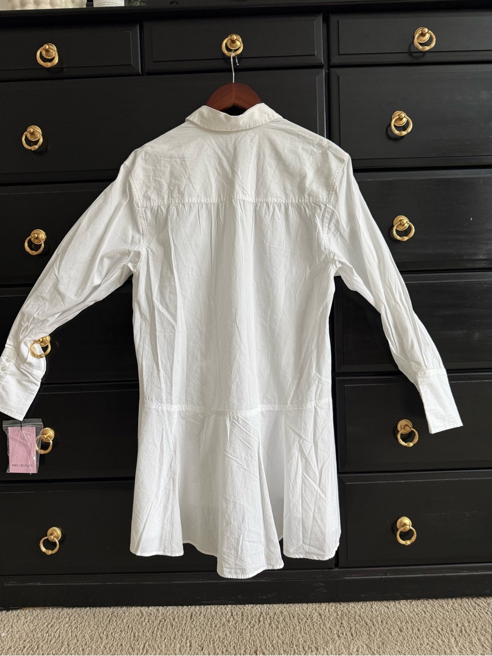 Avec Les Filles 100% Cotton White Button-Down Longline Peplum Shirt Size: L - Picture 2 of 13